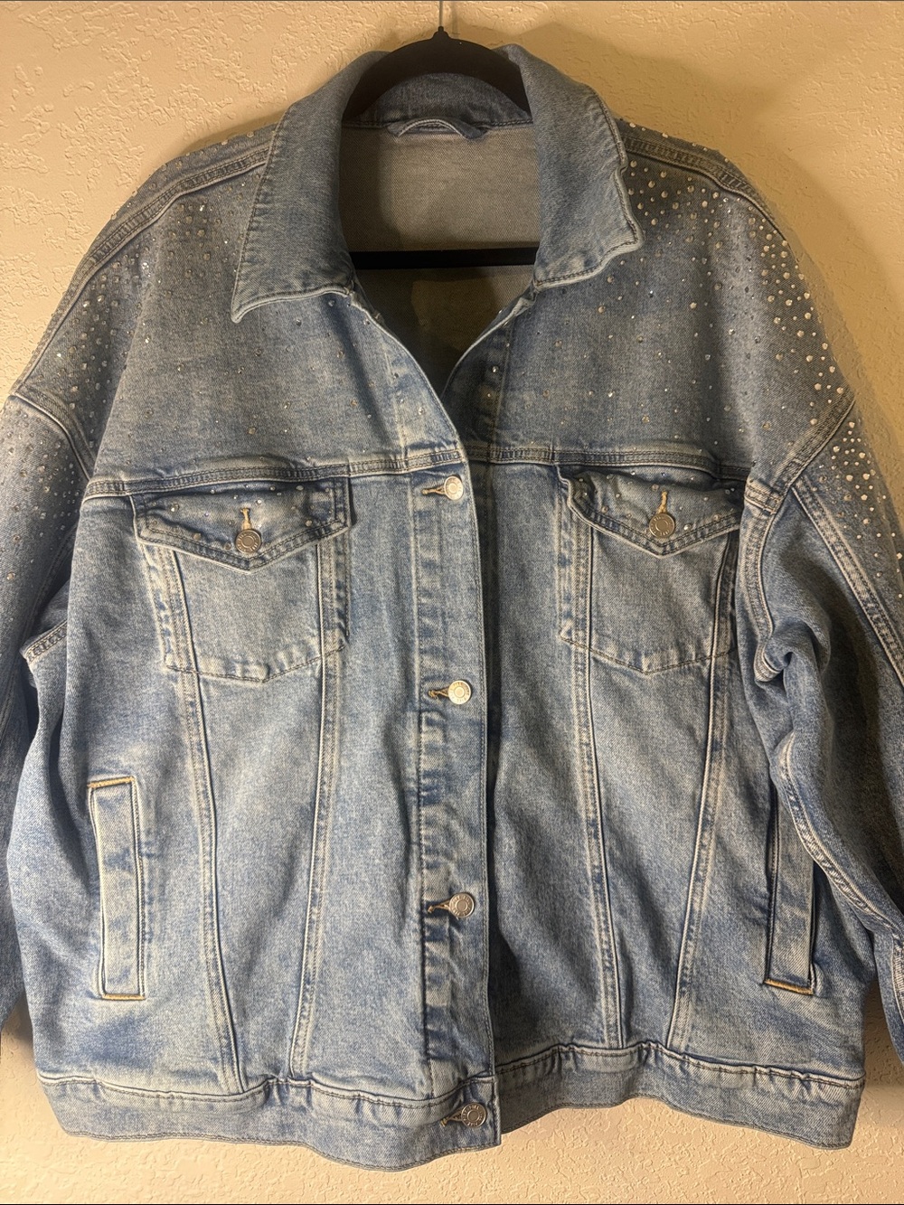 PINK Victoria's Secret Trucker Rhinestone Denim Jacket